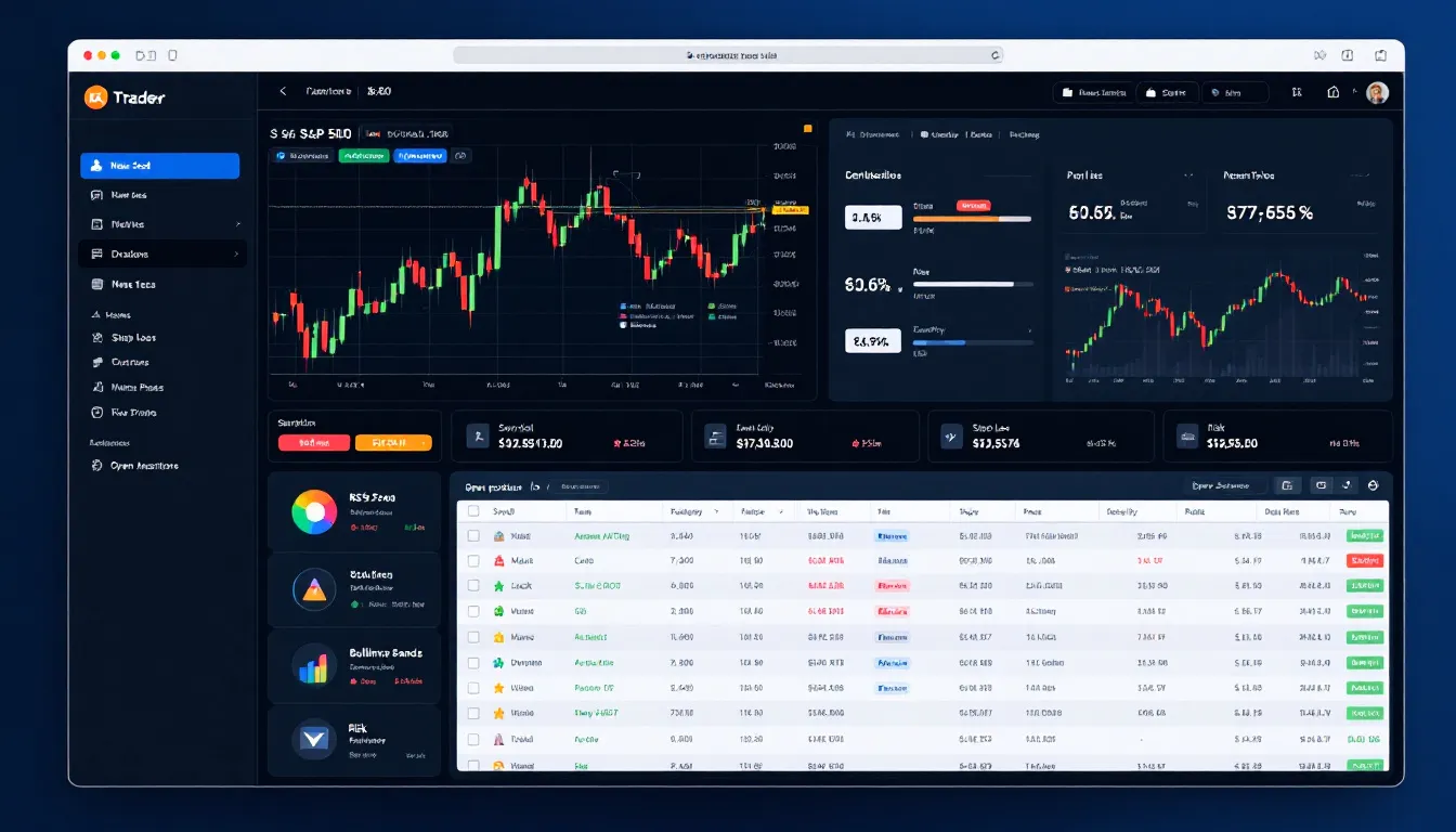 An overview of a trading terminal interface showcasing various trading tools.